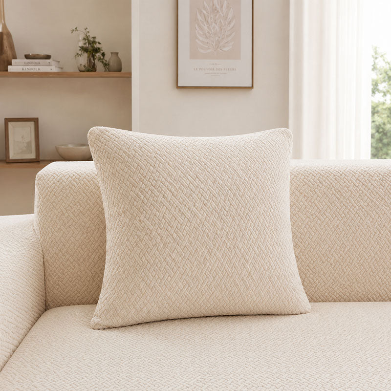 Housse De Canapé D'angle Jacquard Beige | Housse Moderne
