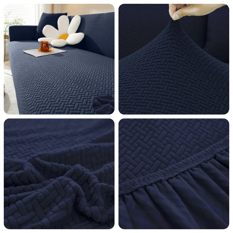 Housse De Canapé Jacquard Bleu Marine | Housse Moderne
