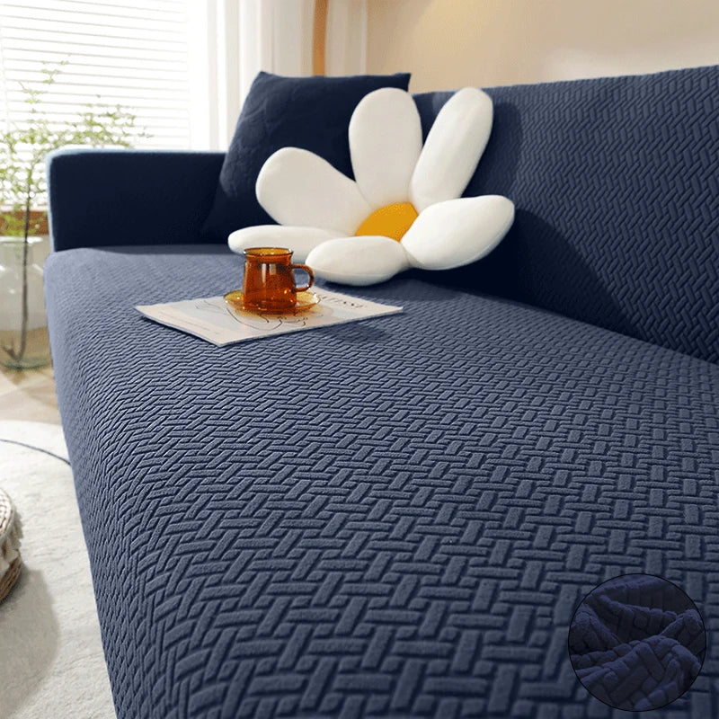 Housse De Canapé Jacquard Bleu Marine | Housse Moderne