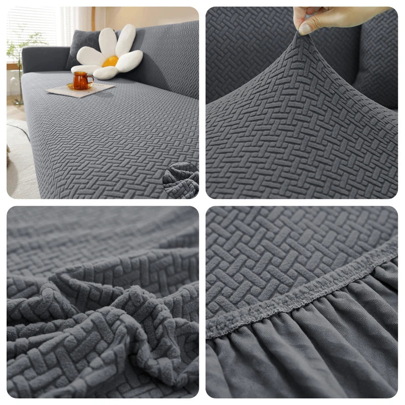 Housse De Canapé Jacquard Gris Anthracite | Housse Moderne