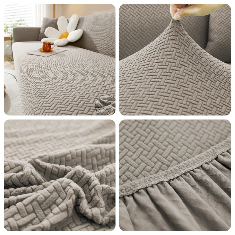 Housse De Canapé Jacquard Gris Clair