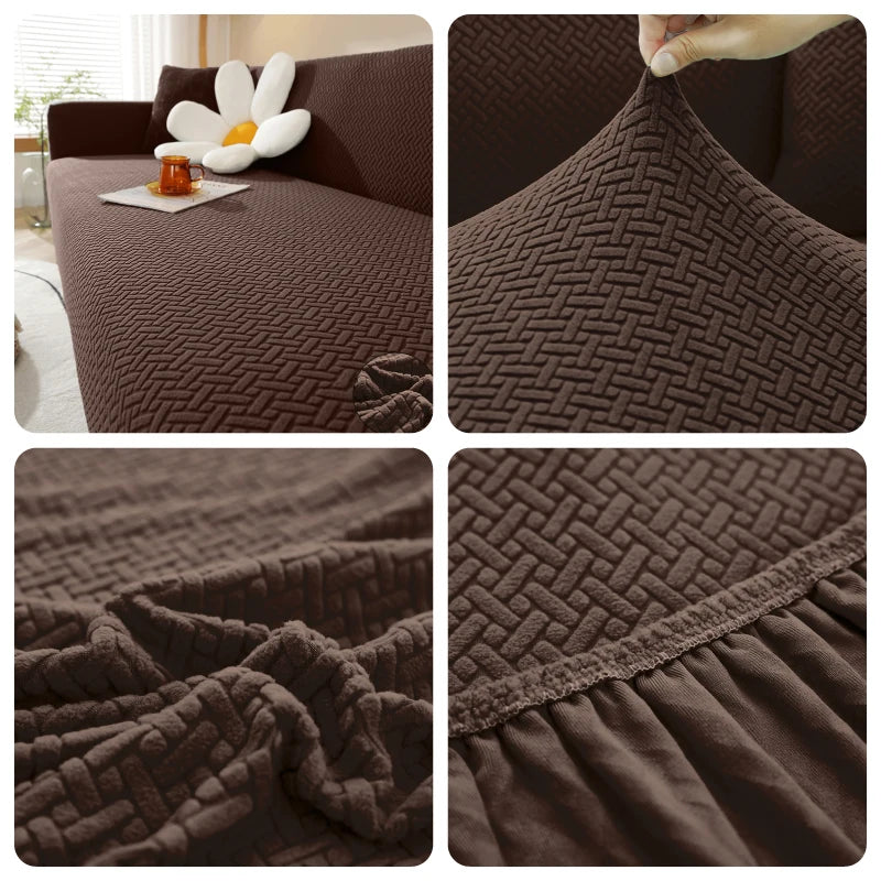 Housse De Canapé Jacquard Marron | Housse Moderne