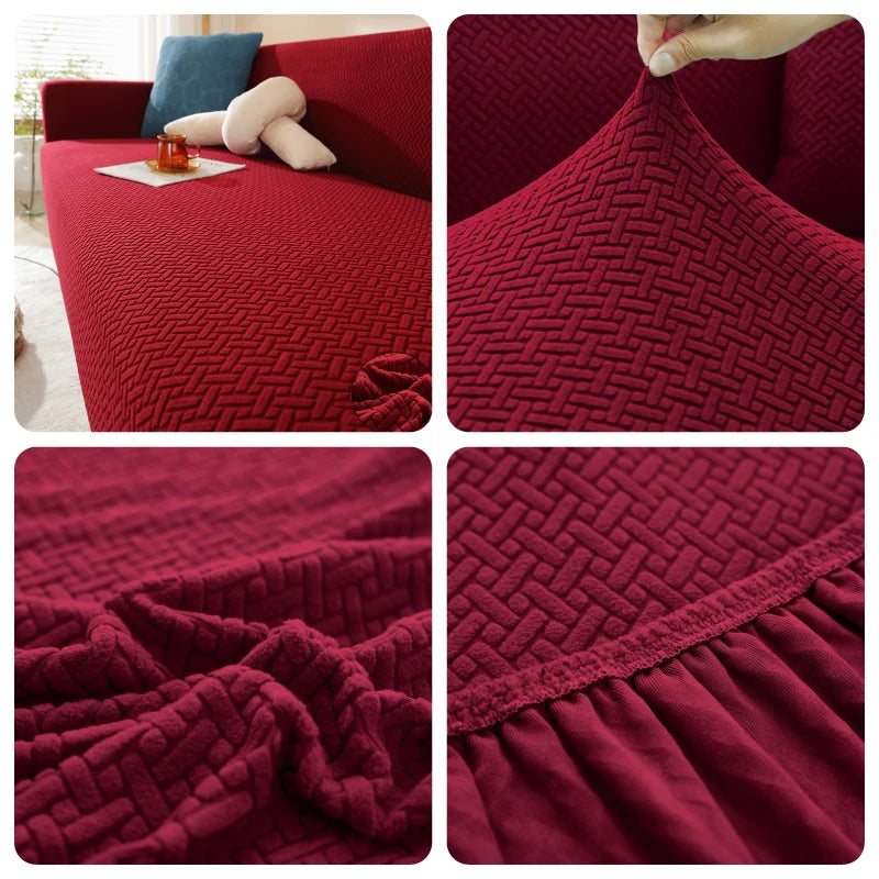 Housse De Canapé Jacquard Rouge | Housse Moderne