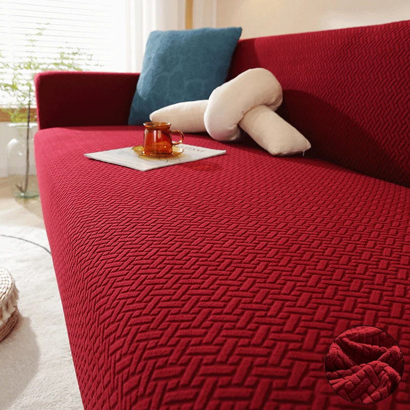 Housse De Canapé Jacquard Rouge | Housse Moderne