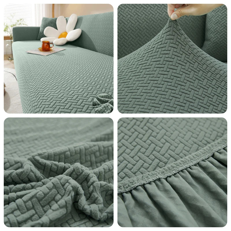 Housse De Canapé Jacquard Vert Amande | Housse Moderne