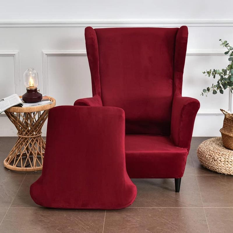 Housse de Fauteuil Crapaud Velours Rouge | Housse Moderne