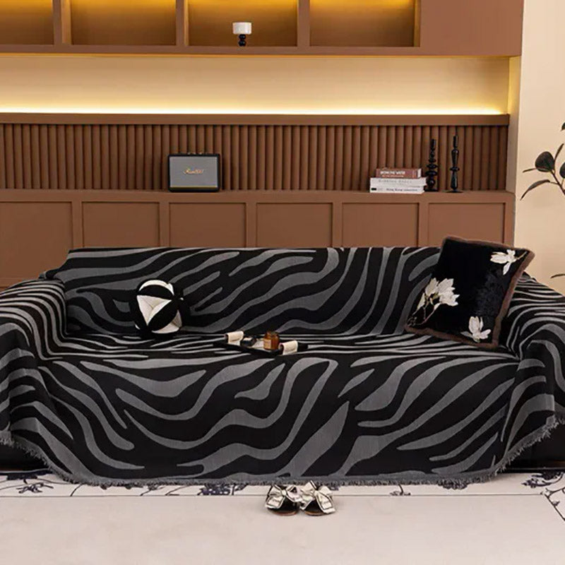 Jeté de Canapé Safari Noir et Gris | Housse Moderne