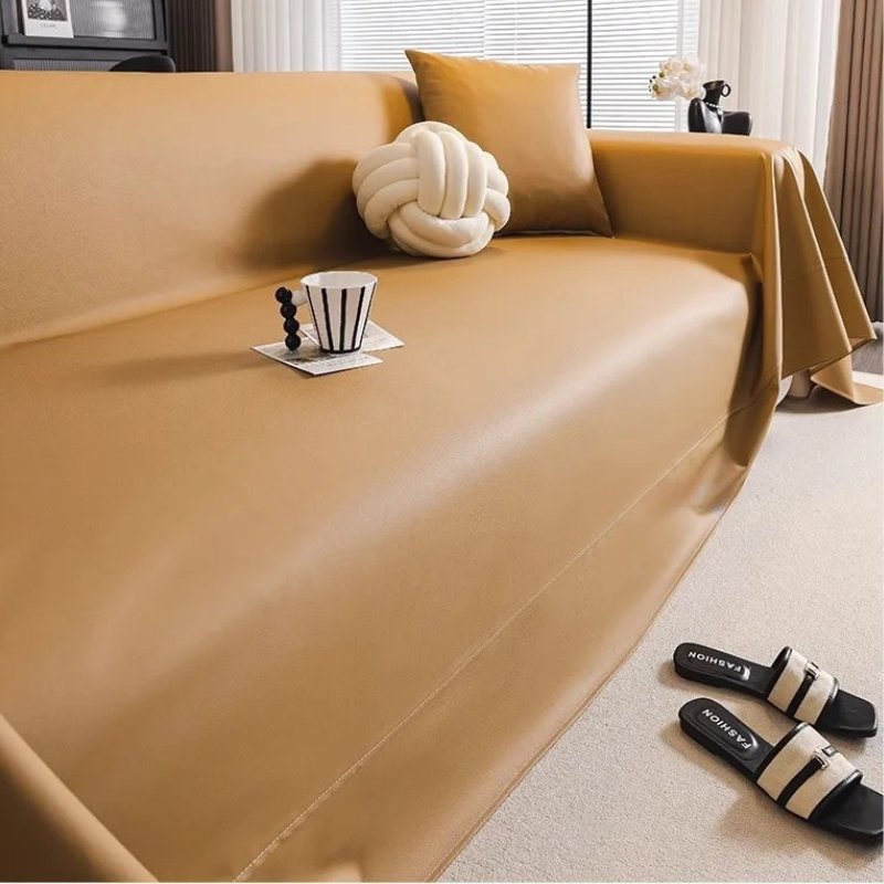 Jeté de Canapé Simili Cuir Camel | Housse Moderne