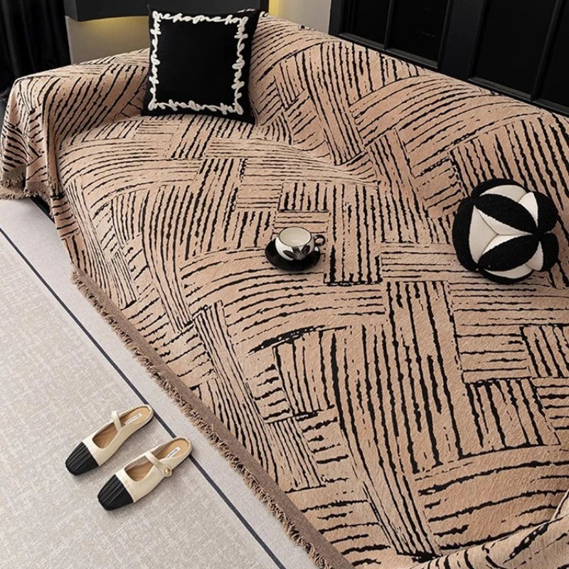 Jeté de Canapé Beluna – Graphique Beige et Noir