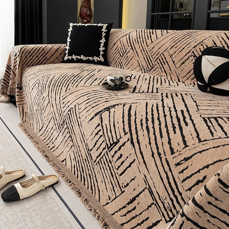 Jeté de Canapé Beluna – Graphique Beige et Noir