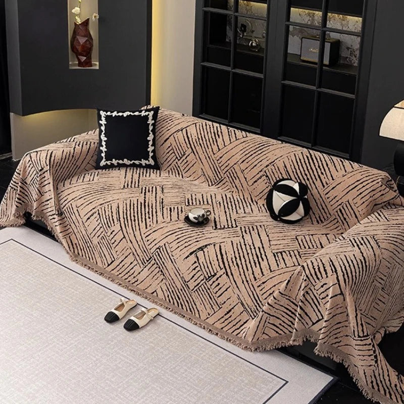 Jeté de Canapé Beluna – Graphique Beige et Noir