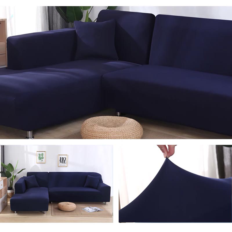 Housse de Canapé d&#39;Angle Bleu Marine | Housse Moderne 