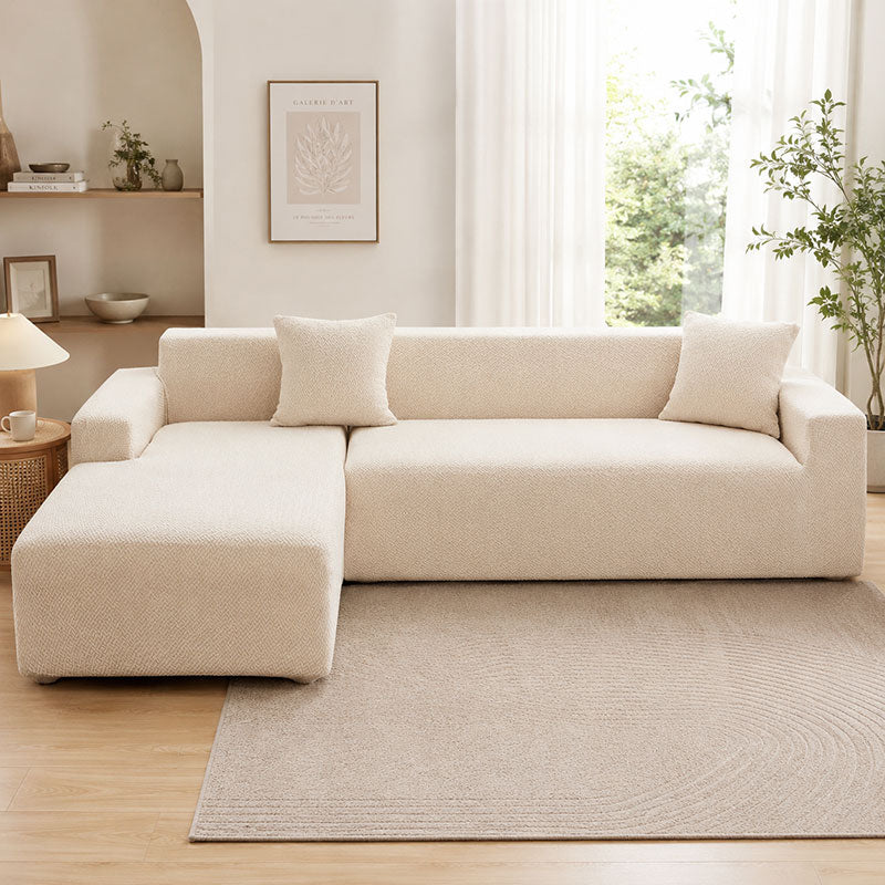 Housse De Canapé D'angle Jacquard Beige | Housse Moderne