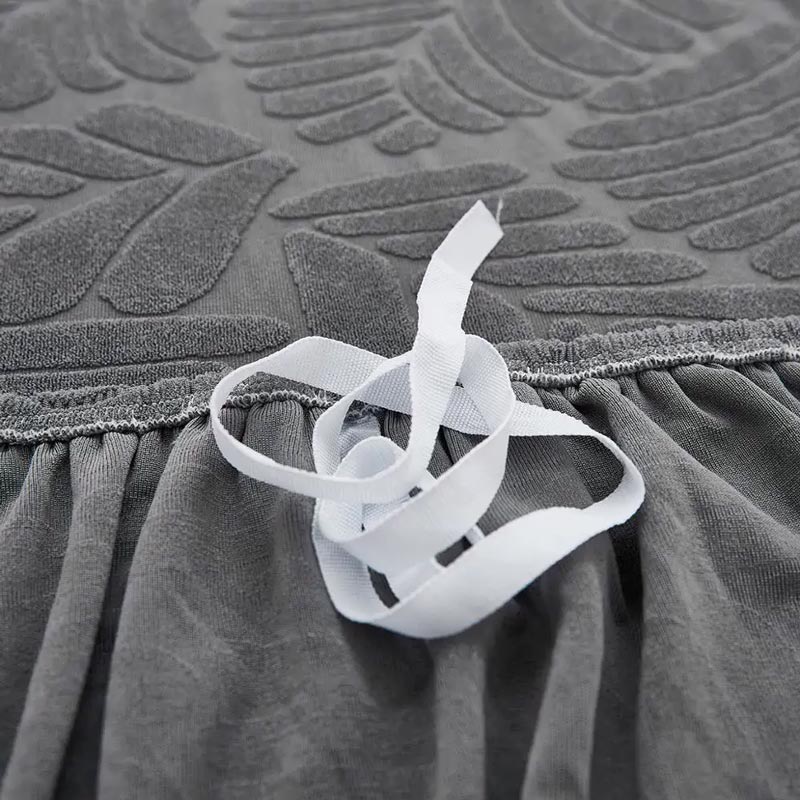 Housse de Canapé d'Angle Velours Imprimé de Fleurs Gris | Housse Moderne