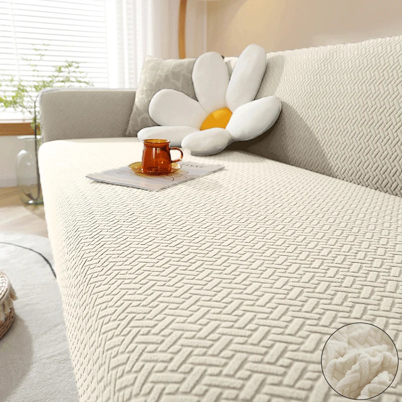 Housse De Canapé Jacquard Beige | Housse Moderne