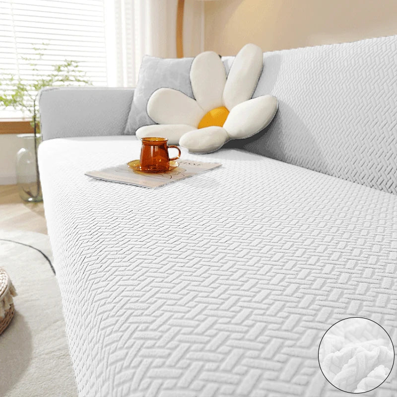Housse De Canapé Jacquard Blanche | Housse Moderne