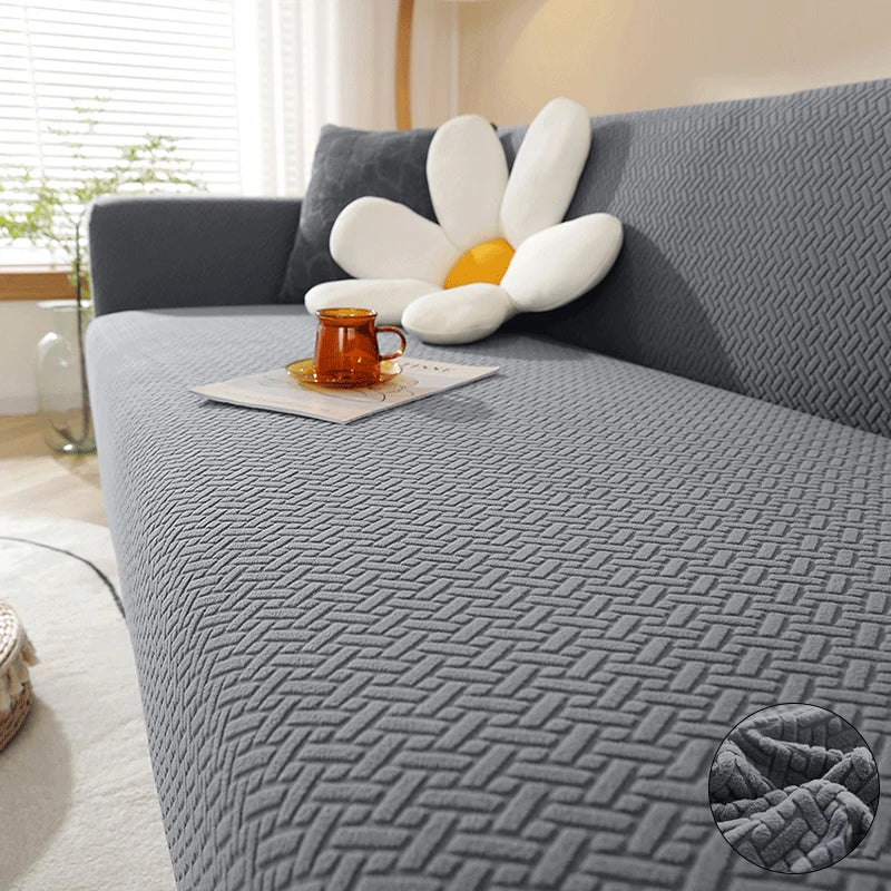 Housse De Canapé Jacquard Gris Anthracite | Housse Moderne