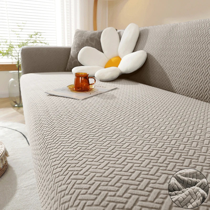 Housse De Canapé Jacquard Gris Clair
