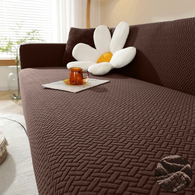 Housse De Canapé Jacquard Marron | Housse Moderne