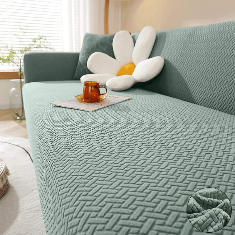 Housse De Canapé Jacquard Vert Amande | Housse Moderne