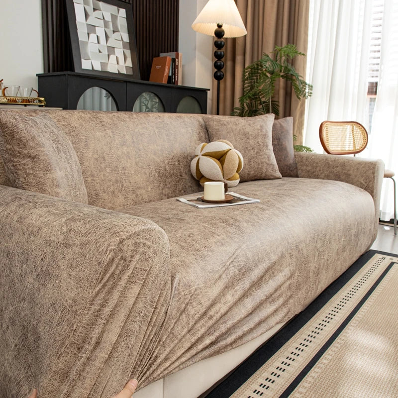 Housse De Canapé Similicuir Marron Clair | Housse Moderne