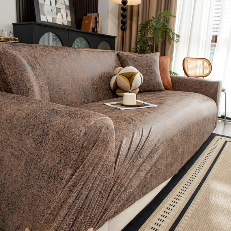 Housse De Canapé Similicuir Marron Foncé | Housse Moderne
