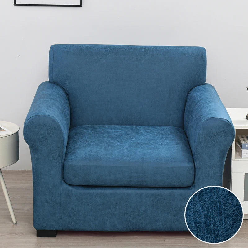 Housse de Fauteuil Club – Simili Cuir Bleu Pétrole | Housse Moderne