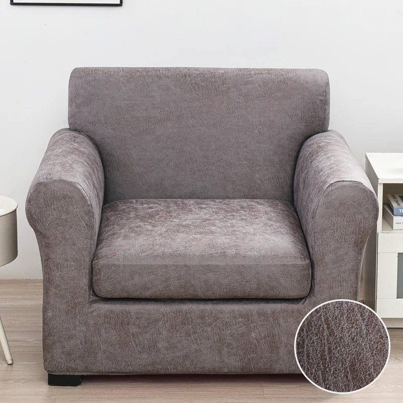 Housse de Fauteuil Club – Simili Cuir Gris | Housse Moderne