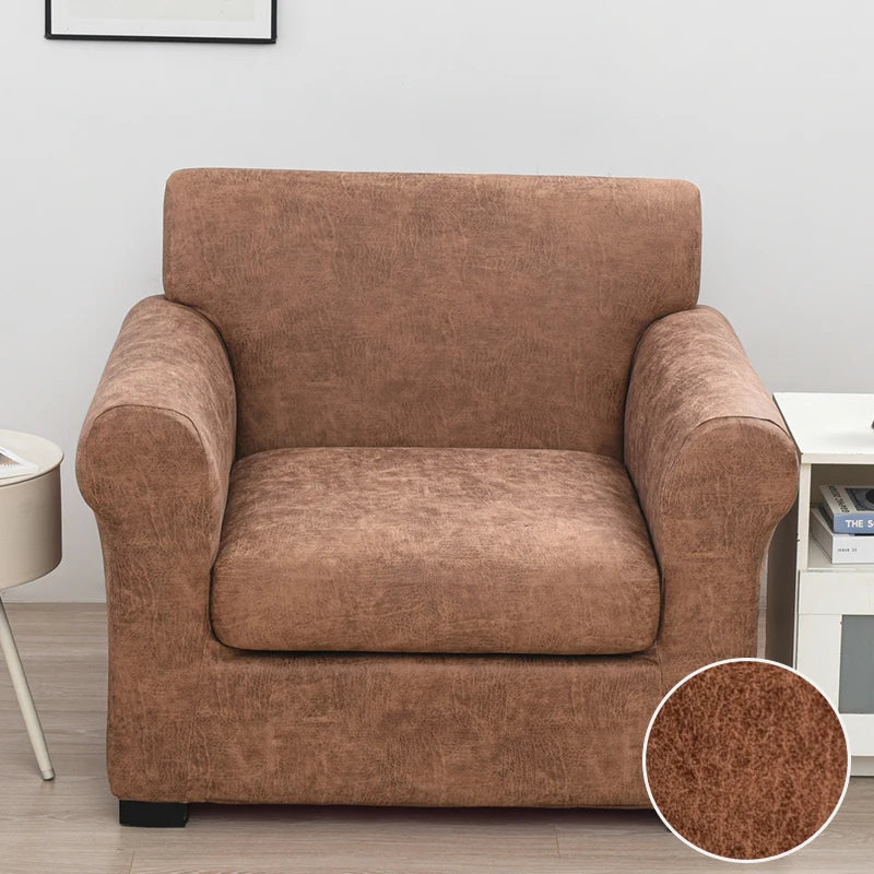 Housse de Fauteuil Club – Simili Cuir Marron Clair | Housse Moderne