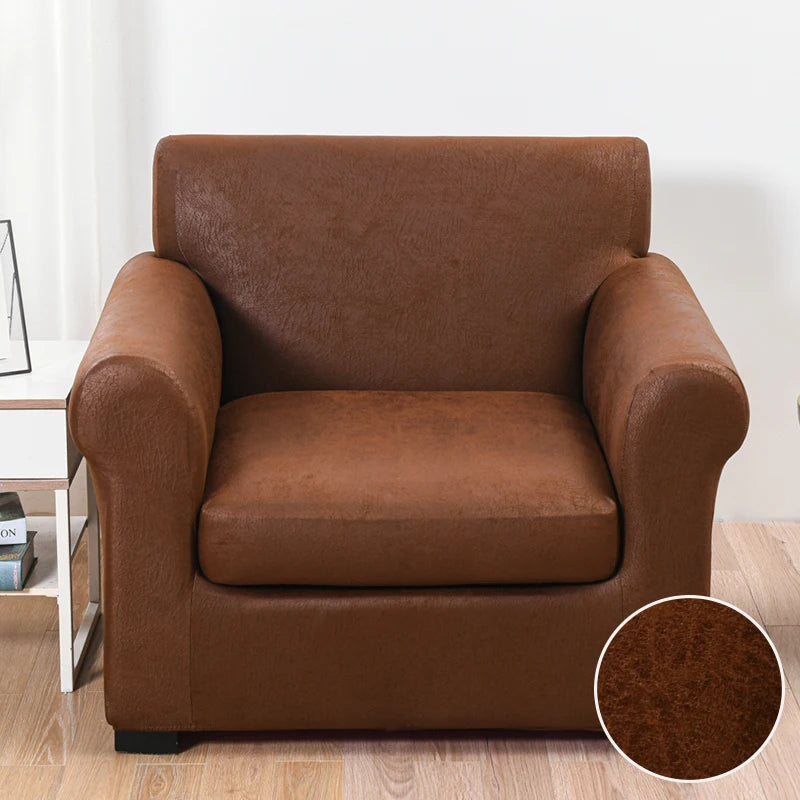 Housse de Fauteuil Club – Simili Cuir Marron | Housse Moderne