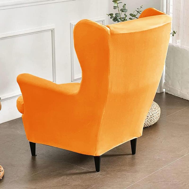 Housse de Fauteuil Crapaud Velours Orange | Housse Moderne
