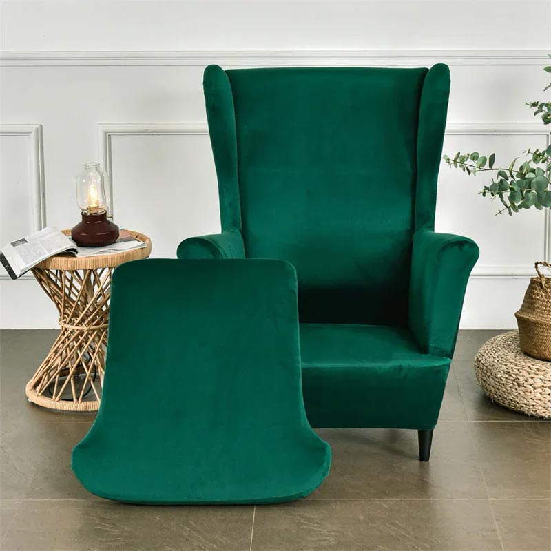 Housse de Fauteuil Crapaud Velours Vert Forêt | Housse Moderne