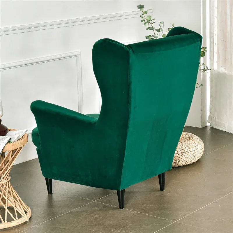 Housse de Fauteuil Crapaud Velours Vert Forêt | Housse Moderne