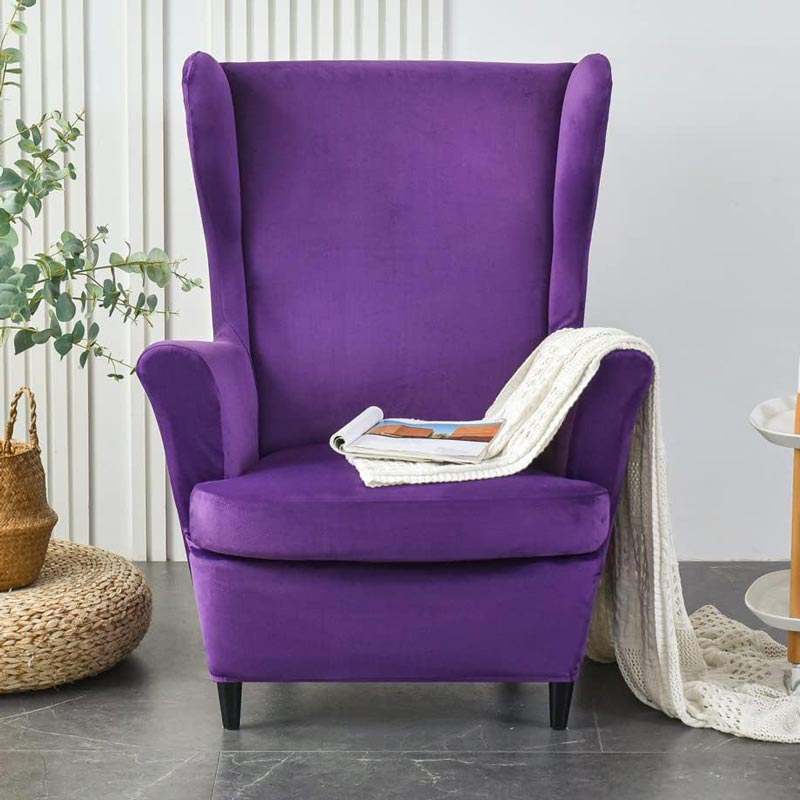 Housse de Fauteuil Crapaud Velours Violet | Housse Moderne