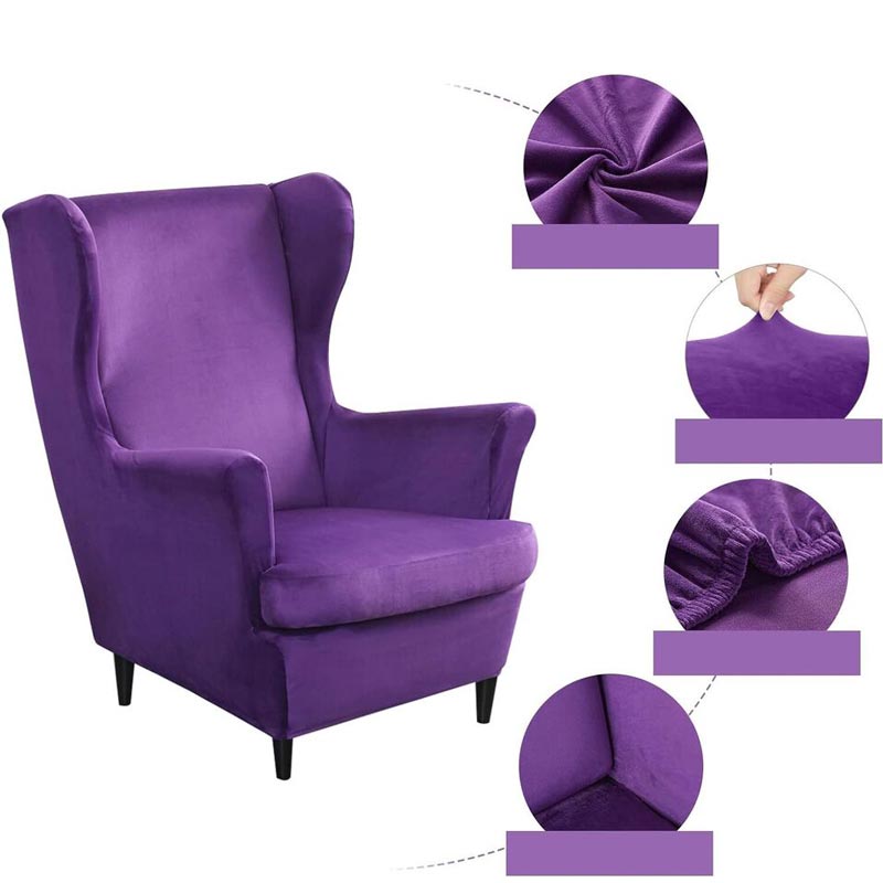 Housse de Fauteuil Crapaud Velours Violet | Housse Moderne