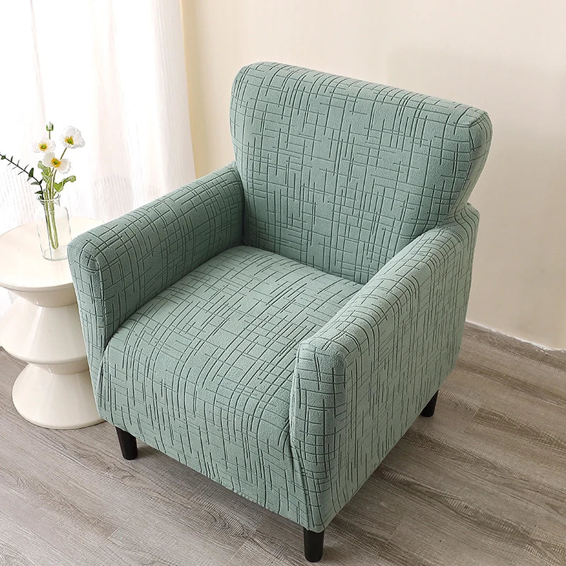 Housse De Fauteuil Chesterfield Club - Housse Extensible Gris Feuille D'Érable Pour Canapé Et Fauteuil