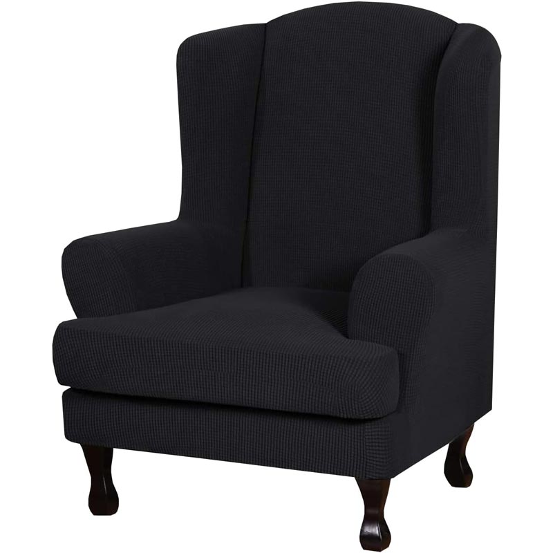 Hearda Housse Fauteuil 1 Place Extensible Noir Uni - Protection Tendance Pour Club, Cabriolet Et Tub Chair Lavable