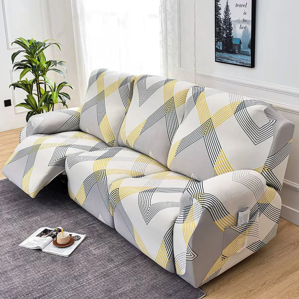Housse De Canapé Inclinable Relax 2 Places Extensible Jacquard Luxe – Protection Anti-Taches Avec Poches, Lavable, Blanc