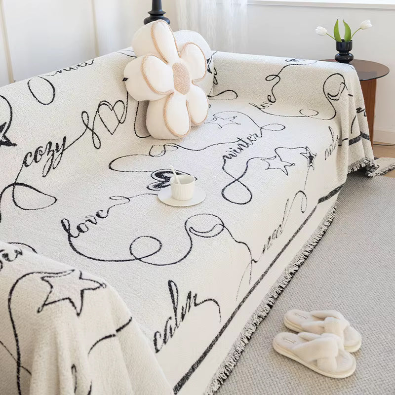 Jeté de Canapé D&#39;angle Noir Love | Housse Moderne