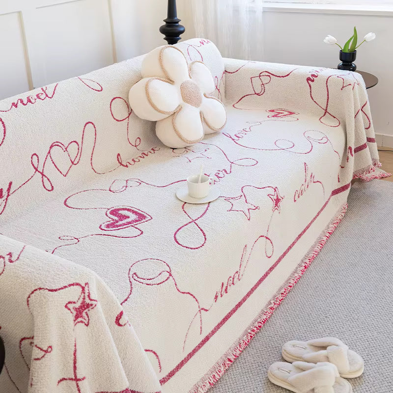 Jeté de Canapé D&#39;angle Rose Love | Housse Moderne