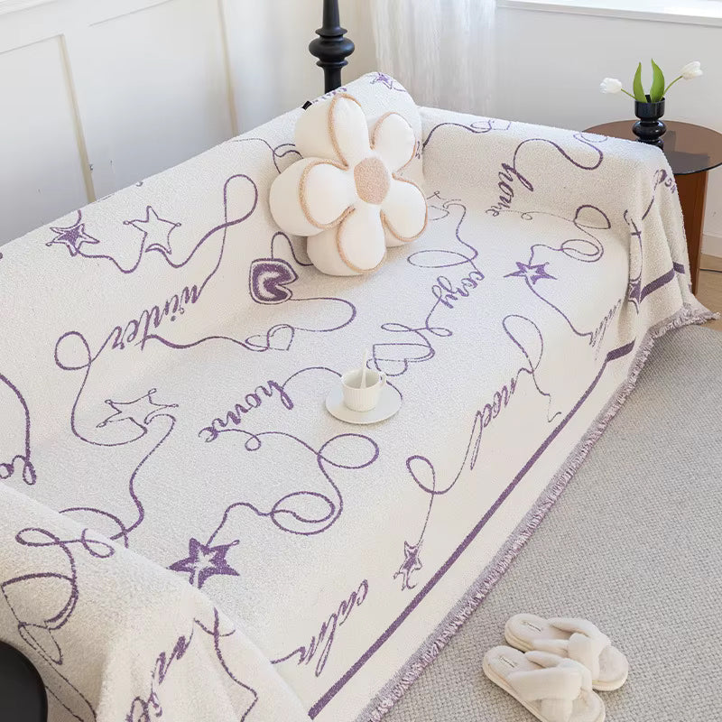 Jeté de Canapé D'angle Violet Love | Housse Moderne