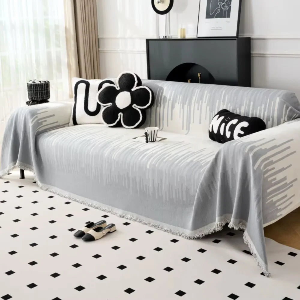 Jeté de Canapé Gris Chiné