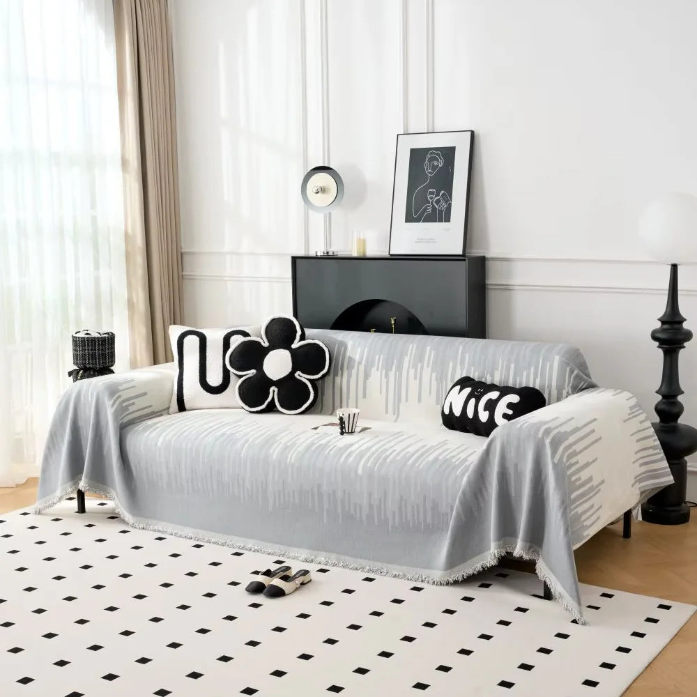 Jeté de Canapé Gris Chiné