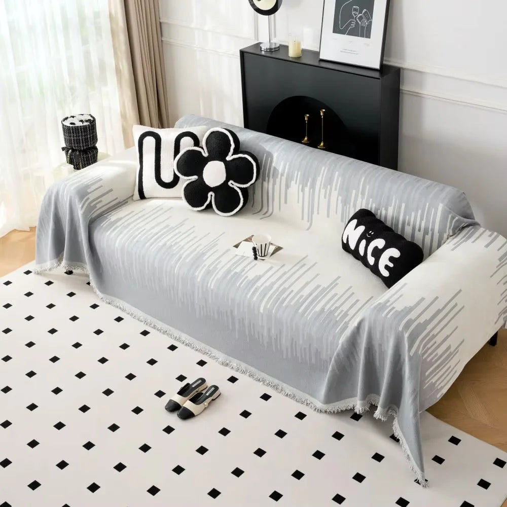 Jeté de Canapé Gris Chiné