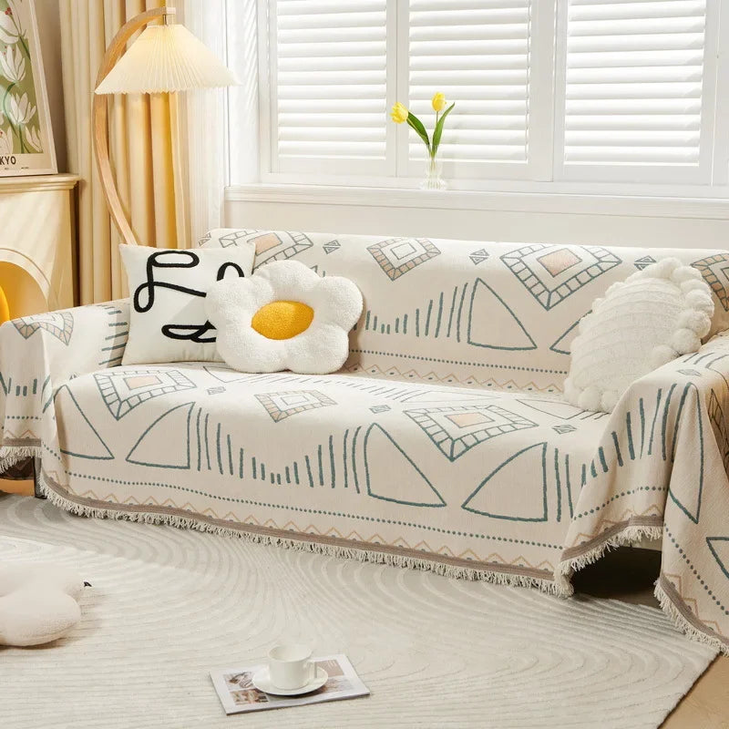Jeté de Canapé Jacquard Ethnique Varnen | Housse Moderne