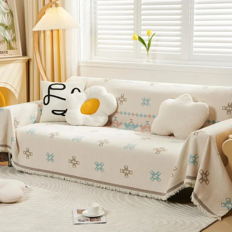 Jeté de Canapé Jacquard Minimaliste Linor | Housse Moderne