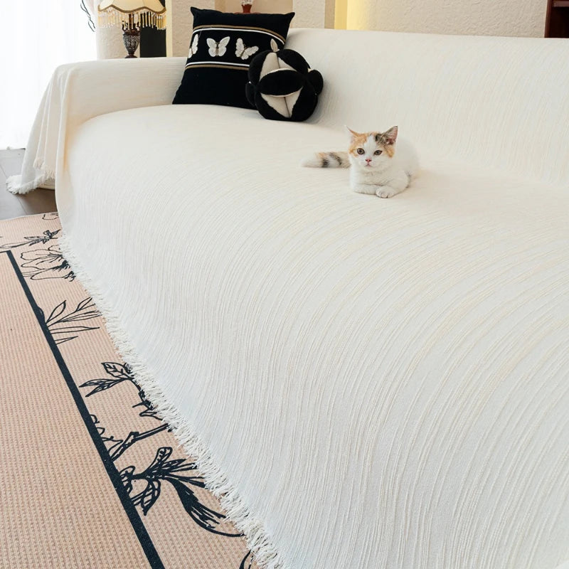 Jeté de Canapé Karmel Blanc Texturé | Housse Moderne