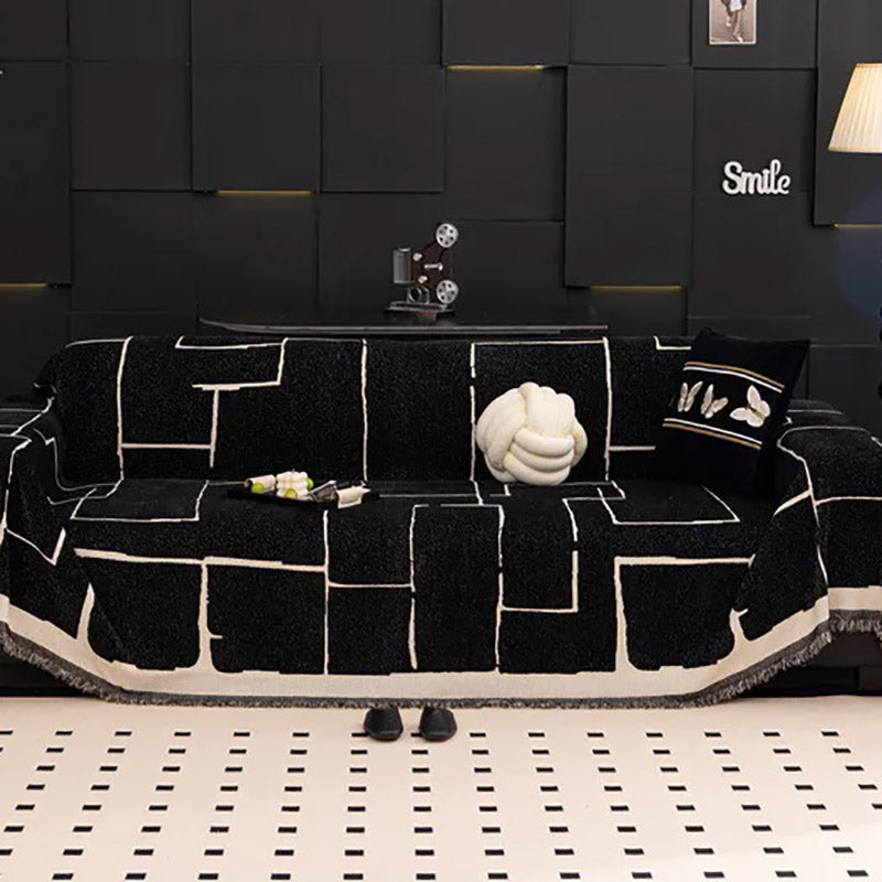 Jeté de Canapé Linova Noir et Blanc | Housse Moderne