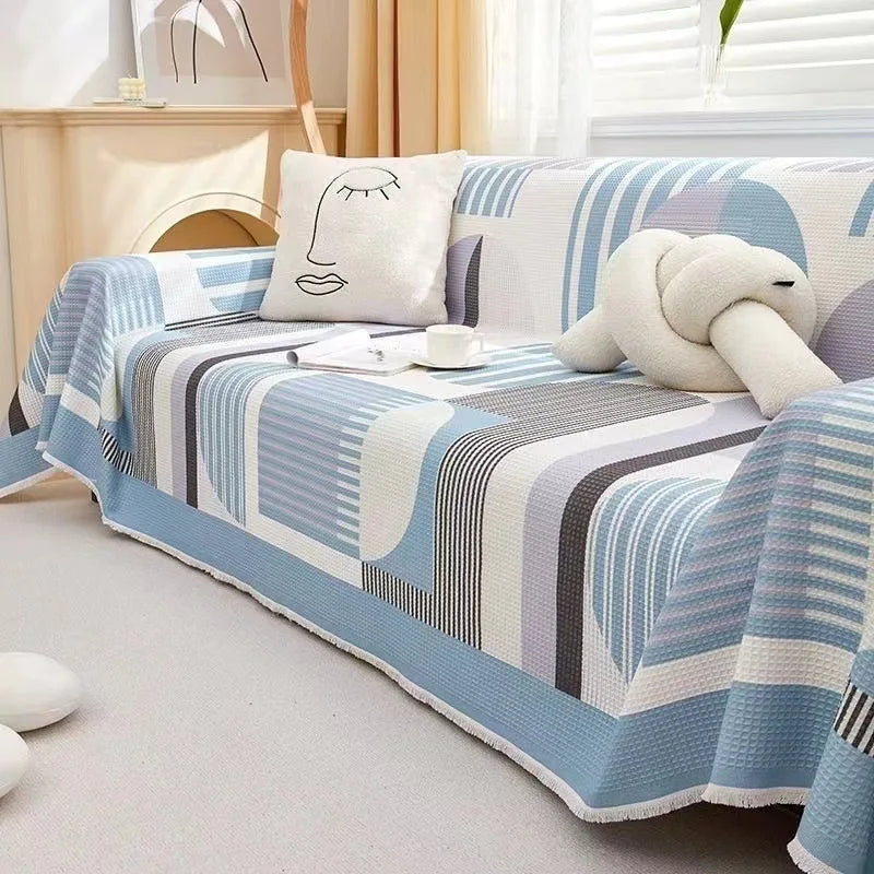 Jeté de Canapé Lyria Pastel Géométrique | Housse Moderne