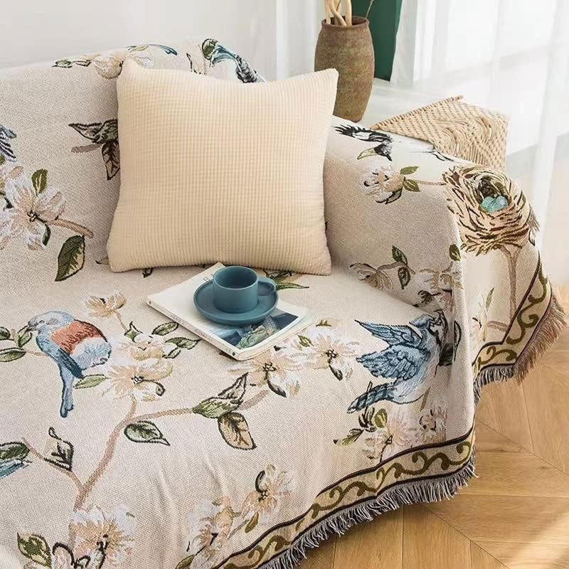 Jeté de Canapé Motif Floraux | Housse Moderne
